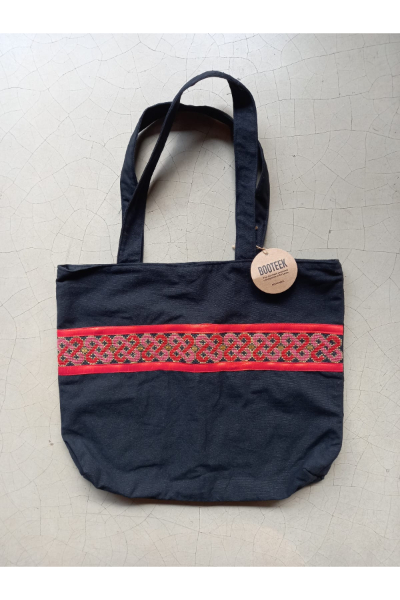 X-Stitch Handloom Tote Bag - Loopy Geo - Fire